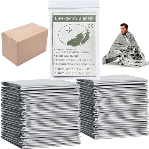 Emergency Foil Blanket 25 Pack Survival Thermal Mylar Blankets - color: Silver (25 Pack)