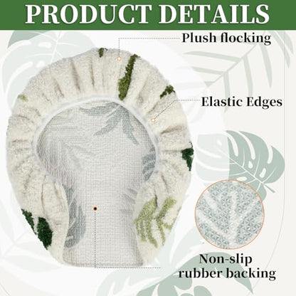 Green turtle leaf bathroom toilet cover, Boho leaf toilet lid, machine washable, suitable for most round, oval and long toilet seats (green) - color: Green