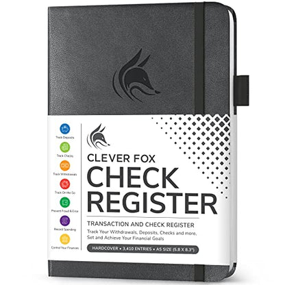 Clever Fox Check Register Book, Checkbook Ledger, 5.8x8.3 Mystic Grey - color: Mystic Gray, size: A5 (5.8'' x 8.3'')