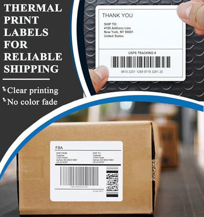 4" x 4" Thermal Labels Printable Shipping Label Stickers with Strong Adhesive, Large White Sticker Square Labels for Mailing, Shipping, Compatible with Most Thermal Printers (4" x 4"-1000pcs) - style: 4" X 4"-White-1000PCS