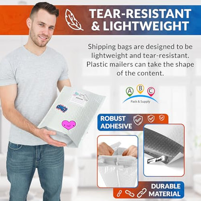ABC PACK & SUPPLY White Bubble Mailers, 10.5 x 15.25 x 4 Inch, Pack of 75, Waterproof Self-Seal Padded Shipping Envelopes with Bottom Gusset for Secure Packaging - size: 10.5" x 15.25" x 4" / 75 Pack
