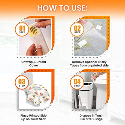 40 Extra Large Toilet Seat Covers Disposable for Kids-Toddler Toilet Seat Cover Liners for Potty Training-Individually Wrapped-Portable Waterproof AntiSlip-Toilet Covers Disposable for travel