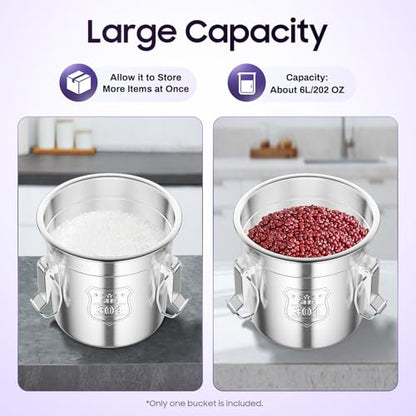 6L/1.59 Gal Stainless Steel Food Storage Container with Lid - size: 1.59 gal