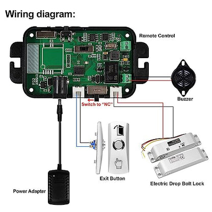 YiToo Access Control System Kit 433MHz Remote Control Opener with Eletric Drop Bolt Lock 12VDC for Narrow Door - style: With Bolt Lock