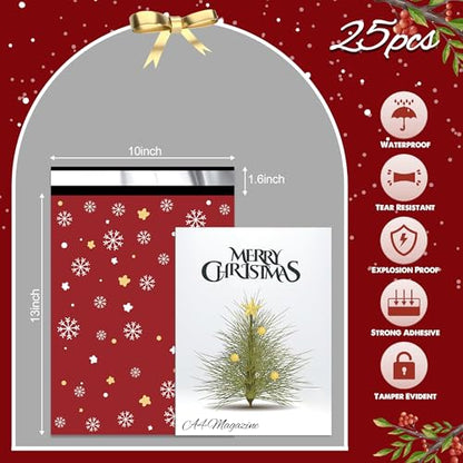 Christmas Poly Mailers 10x13 Inch 25 Pcs, Merry Christmas - color: Red Merry Christmas, size: 10x13 Inch 25Pcs