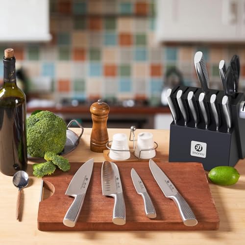 imarku 14 Pcs High-Carbon Stainless Steel Kitchen Knife Set Black - color: Black