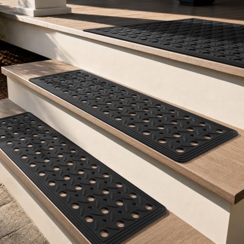 PADOOR Rubber Stair Treads Outdoor Heavy-Duty Non-Slip 30"x10" 5 Pack Black - size: 10"x30"