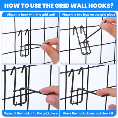 4 Inch Grid Wall Hooks, 100Pcs Heavy Duty Gridwall Panel Hooks Store Garage - color: White+Black