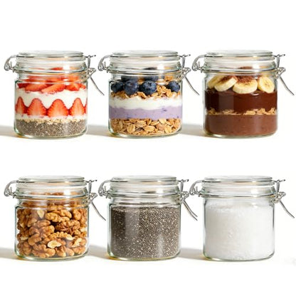 ComSaf 17 oz Overnight Oats Containers with Lids 6 Pack Wide Mouth - size: 17 fl oz x 6 - Wide Mouth