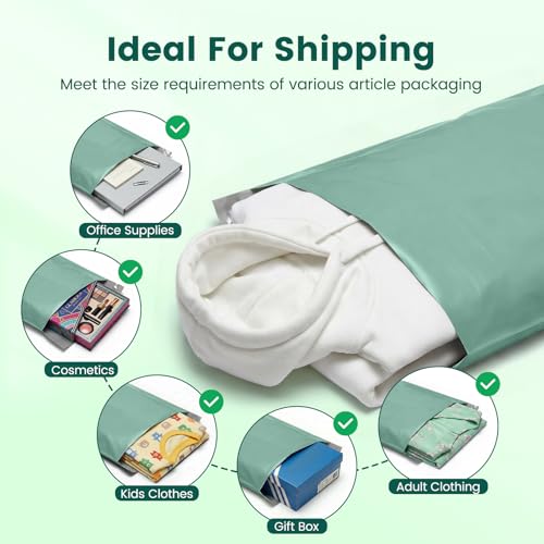 Metronic Bulk Poly Mailers 14.5x19 400 Pack, Self Seal Large Shipping Bags - color: Grayed Jade Green, size: 14.5x19 400PC