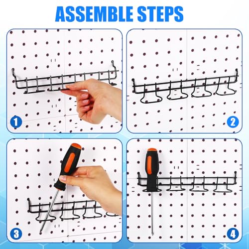 Coume 4 Pcs Pegboard Tool Holder Hooks for Screwdriver Pliers, Black - color: Black
