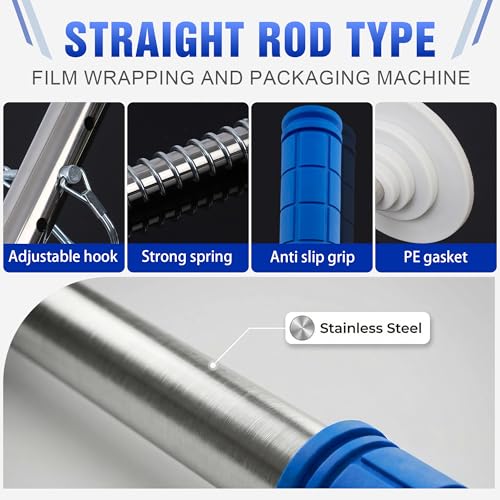Long Handle Pallet Stretch Wrap Dispenser, Stretch Wrap Dispenser for Film Width 12-20 inch, Rolls 1.5" to 3" Diamater, Stretch Wrap with Handles for Warehouse, Logistics, Factory Shipping & Packaging