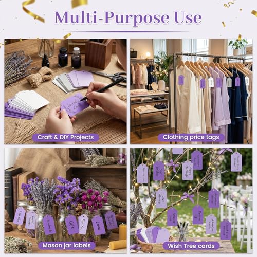 SallyFashion 170 PCS Gift Tags with String Attached, 1.8X3.4 inch - color: Purple