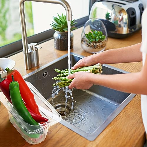 Sunnyray 6 Set Plastic Food Pans, 1/9 Size Square Containers, 4 Inch Deep