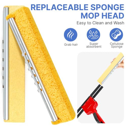 Replacement Mop Heads 4 Pack, Super Absorbent Compressed Cellulose Sponge - size: 4 heads