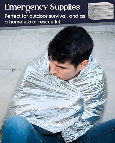 Cutecrop 96 Pcs Survival Kit 48 Emergency Blankets 48 Pairs Wool Socks