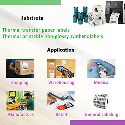 4.33'' x 1476' Premium Resin Enhanced Wax Ribbon, 110mm x 450m Black Thermal Transfer Ribbon, Barcode Thermal Label Printer Ribbon, CSO-Ink Outside, 1'' Core for Zebra, TSC, GoDex, Citizen (1 Roll) - size: 4.33''x1476'｜1 Roll