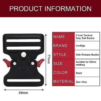 CooBigo 2Pack 2" Tactical Duty Belt Buckle, Metal Tactical Buckle Clasps for Luggage Strap, Dog Collar Hardware, Harness, Hunting Bags Clips Accessories Replacement - color: E: 2" Black 2pcs