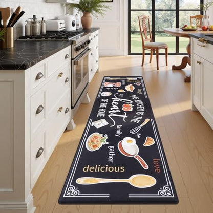 Yamaziot 24"x 94" Anti Fatigue Kitchen Rug, Non-Slip Cushioned Floor Mat - color: Black, size: 24"x 94"