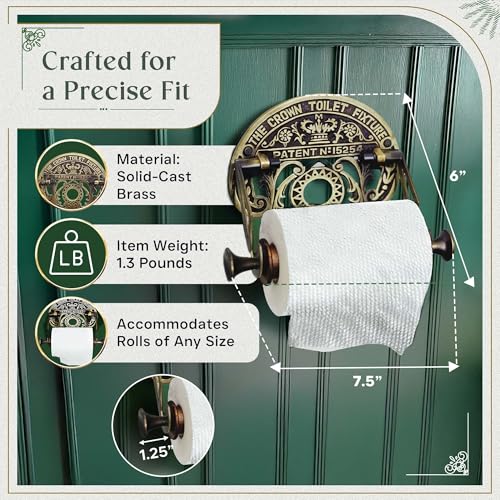 Renovators Supply Manufacturing Toilet Paper Holder Stand Wall Mount 7.5 in. Brass Toilet Paper Roll Holder - color: Brushed Brass Crown