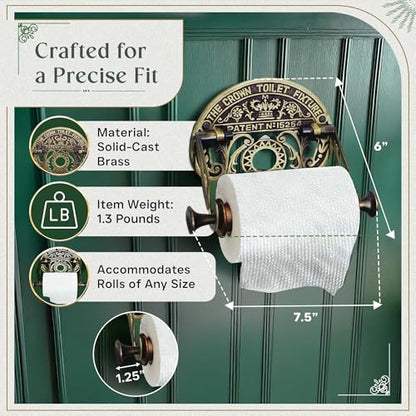 Renovators Supply Manufacturing Toilet Paper Holder Stand Wall Mount 7.5 in. Brass Toilet Paper Roll Holder - color: Brushed Brass Crown