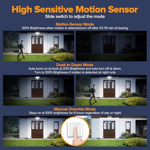 LUTEC 2 Pack Motion Sensor, 180-Degree Replacement Motion Detector for Outdoor Lights, Detection Range Up to 69FT, 3 Modes PIR Motion Sensor for Floodlight (White) - color: White