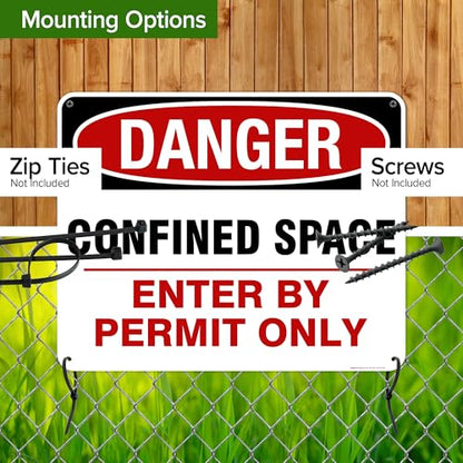 Danger Confined Space Enter By Permit Only Sign, 24x30 Inches, 55 mil thick - size: 24x30 - Polyethylene