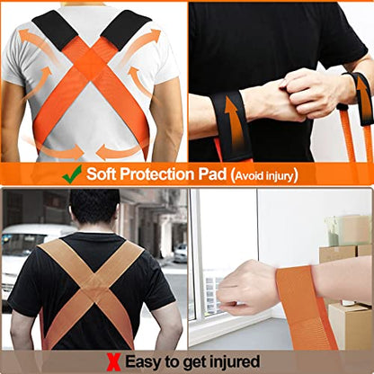 Moving Straps Adjustable, Furniture Moving Lifting Straps for 2 Movers，Shoulder Lifting System for Move Furniture, Appliances, Mattresses, Heavy Objects up to 800 lbs - color: Orange New