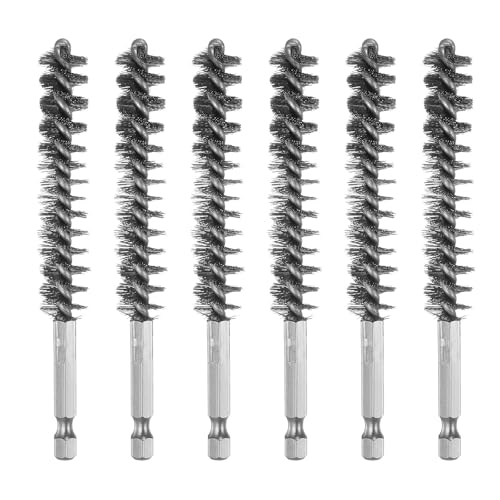 HARFINGTON 6Pcs 304 Stainless Steel Bore Brush 13mm Dia 4.5" Long Cleaning Twisted Wire Brush with Handle 1/4" Hex Shank for Tubes Ports Bearings, Silver - size: 13mm