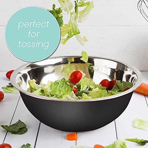 WHYSKO Stainless Steel Mixing Bowls Set, 5-Piece Meal Prep & Food Storage - color: Black