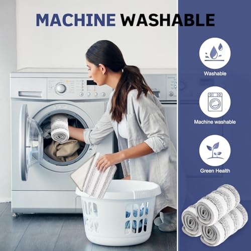 AmaVins 3 Pack Microfiber Cleaning Pads, Reusable Microfiber Mop Pads for 18 Inch Mop, Hardwood Floor Replacement Cleaning Mop Pads, Machine Washes - color: 3 Pack White-grey Bristles