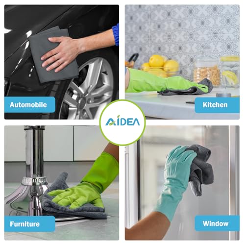 AIDEA Microfiber Cleaning Cloth Grey 50PK, Microfiber Towels 11.5×11.5" - color: Grey
