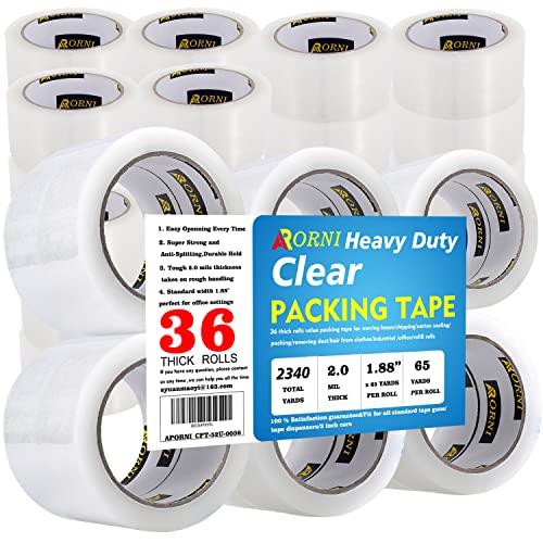 Packing Tape Heavy Duty Refills 1.88" x65 Yds 36 Rolls 2.0Mil - size: 36 Rolls/65 Yards 2.0 Mil