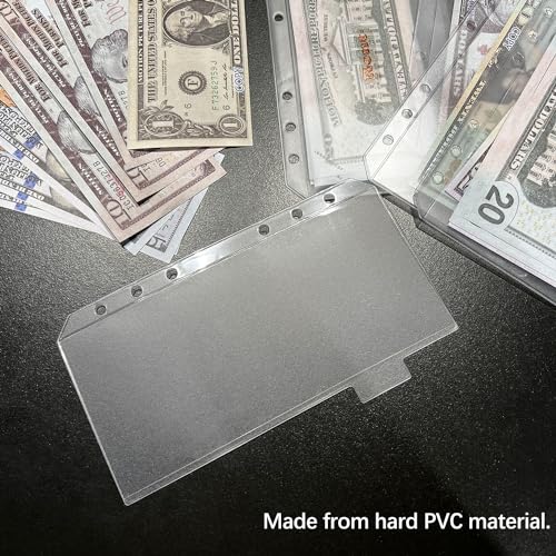 UMSICHT 12PCS A6 Binder Pockets with No Zippers, Zipless Budget Envelopes with Index Bits Design, A6 Binder Pouch for 6 Ring Binder, Money Folder Organizer,Clear PVC Savings Challenges Envelopes,12PCS - size: 12PCS A6 Pockets