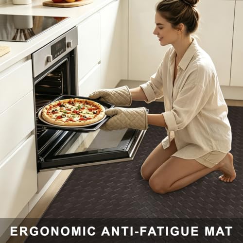 Kitchen Mats and Rugs Cushioned Anti-Fatigue, 35.4" x 59.1", Brown - color: Brown, size: 59.1"L x 35.4"W x 0.4"Th
