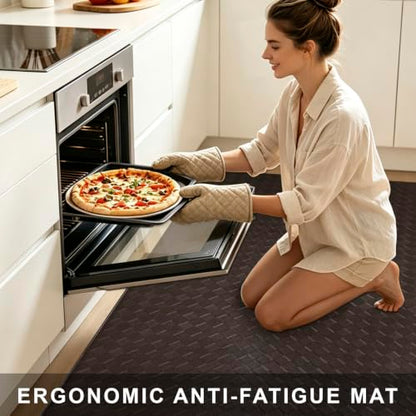 Kitchen Mats and Rugs Cushioned Anti-Fatigue, 35.4" x 59.1", Brown - color: Brown, size: 59.1"L x 35.4"W x 0.4"Th
