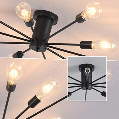 Garwarm Black Sputnik Ceiling Light Fixture, 10-Light Sputnik Chandelier - color: 10-Light,Black