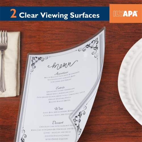 Ilyapa Clear Menu Covers, 8.5x11 Inch - 30 Pack, Black, 2-View Single Page - color: Clear, size: 8.5 x 11