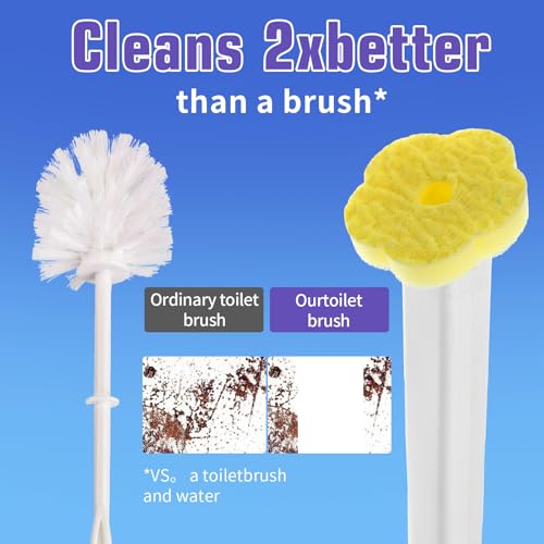 Disposable Toilet Brush Cleaning System with 60pcs Refills Pads Replacement Heads, Toilet Cleaning Stick, Wall Mounted Toliet Wand Kit Bathroom Maintenance, Toilet Bowl Cleaner Wands Holder and Set