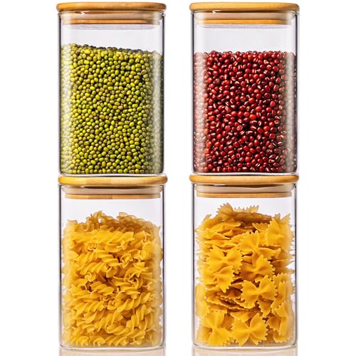 42 oz Square Glass Food Storage Containers with Airtight Bamboo Lids, 4Pack - color: 42oz 4 Pack
