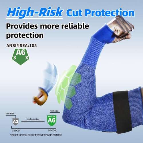 Schwer 2 Pairs 18in A6 Cut Resistant Arm Sleeves for Gardening, S902 - color: Blue, size: 18 In-2 Pairs