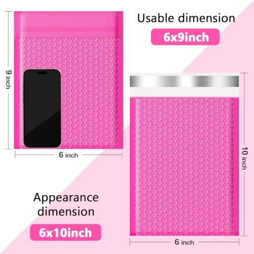 Bubble Mailers 105 Pack 6x10inch Rose Poly Mailers Self-Seal Padded Envelopes Waterproof Bubble Opaque Padded Mailers Shipping Bags for Businesses to Pack and Mail Jewelry Cosmetics - size: 6x10-105pack