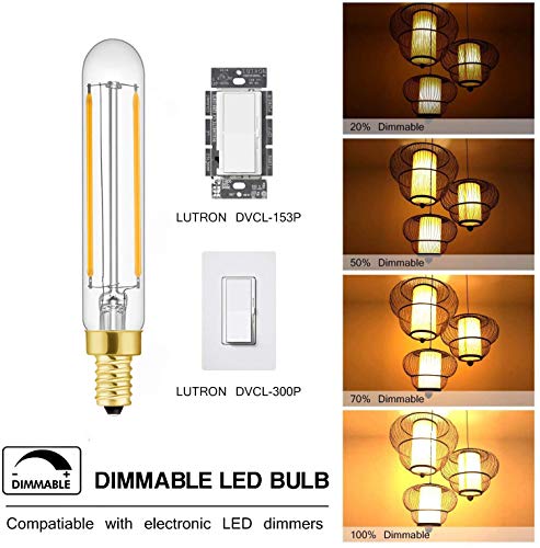 T20 Dimmable LED Tubular Bulbs, 2W (25W Eq), E12, 2700K, 4-Pack