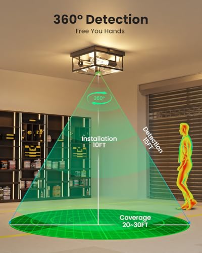 Outdoor Ceiling Light with Motion Sensor 8.5In, 2Pack Flush Mount Porch Light, Exterior Light Fixture with Clear Glass, Dusk to Dawn 2-Light Fixture for Patio,Porch - color: 8.5 Inch, size: 2Pack