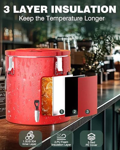 WantJoin Insulated Beverage Dispenser 8 Gallon, Stainless Steel Hot & Cold Drink Dispenser with Spigot Handles, Thermal Drink Container for Juice Tea Milk Catering Restaurant Parties - size: 8 Gallons