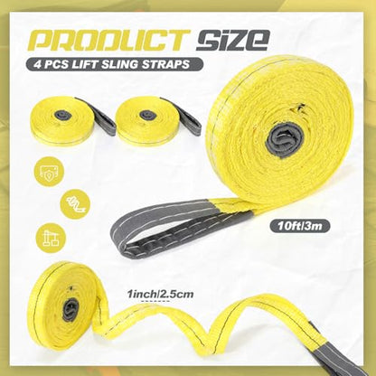 4 Pcs Lift Sling Straps, Yellow, 1'' X 10',5600lb - color: Yellow, size: 1'' X 10',5600lb