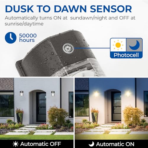 CINOTON 26W LED Wall Pack Light with Dusk to Dawn Sensor 3000k Bronze 2Pack - color: Bronze, size: 2 Pack-3000k