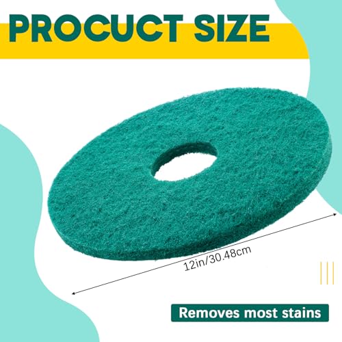 Teenyyou 2 Pcs 12" Green Floor Buffer Pads for Machine - color: Green, size: 12"