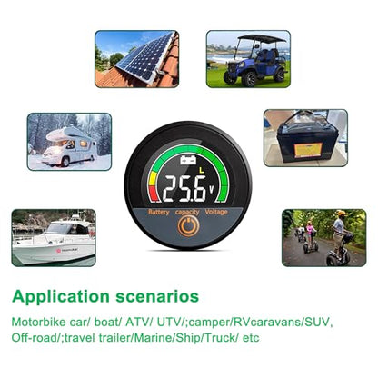 12V 24V 48V 60V 84V Voltage Meter with Bracket Compatible with Golf Cart