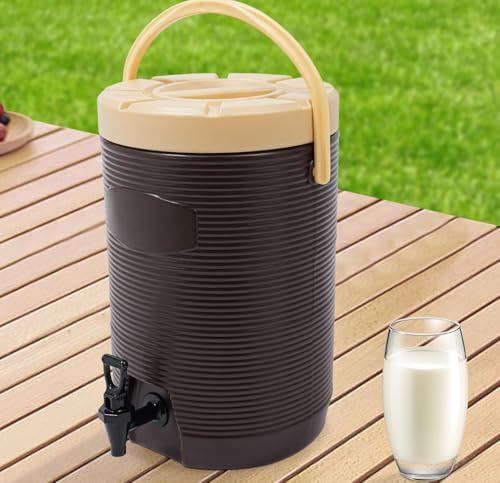 Stainless Steel Beverage Dispenser Insulated Container with Faucet Cooler with Drink Dispensers Cold and Hot Drink Dispenser for Milk Tea, Juice, Coffee 4.49 Gal Capacity (Brown) - color: Brown, size: 17L